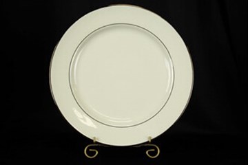 10 inch Dinner Plate, Cream With Gold Trim